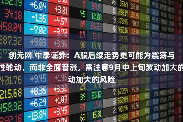 创元网 中泰证券：A股后续走势更可能为震荡与结构性轮动，而非全面普涨，需注意9月中上旬波动加大的风险